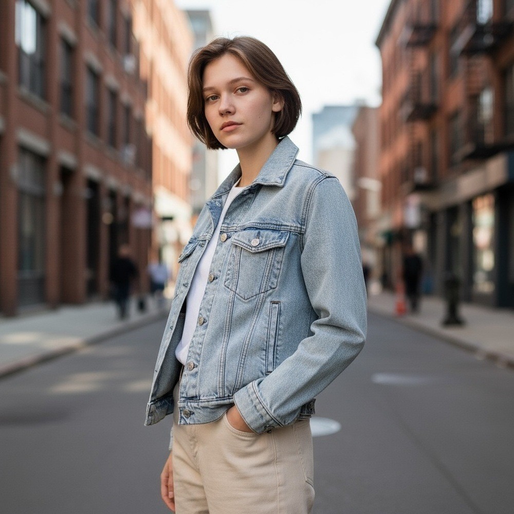 Abercrombie & Fitch Women XS Denim Jacket Light Wash Distressed Classic Grunge